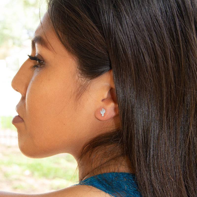 Small Polished Saguaro Cactus Stud Earrings - Matador Diamond