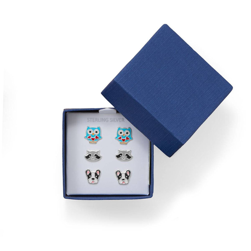 Owl, Raccoon and Dog Earring Set - Matador Diamond