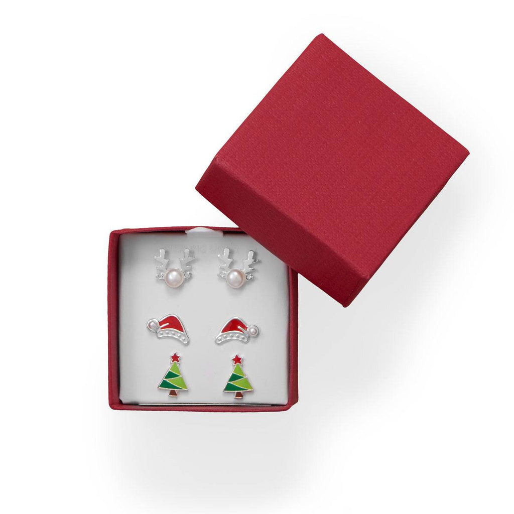 Reindeer, Santa Hat and Tree Earring Set - Matador Diamond