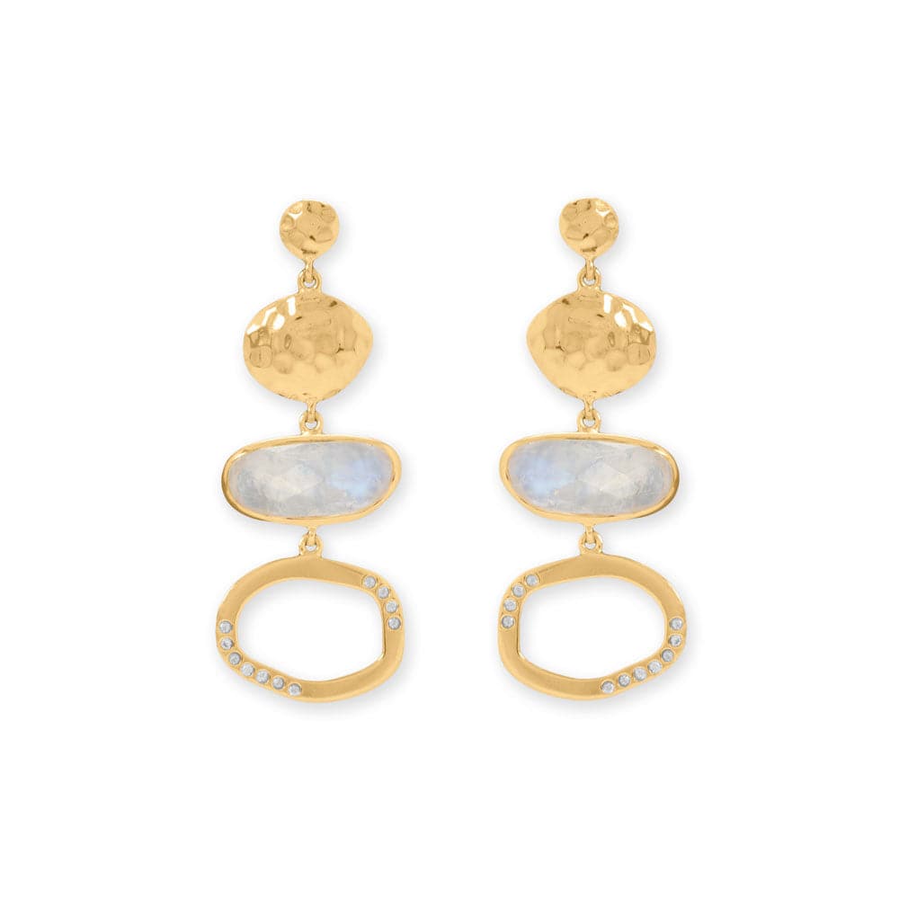 14 Karat Gold Plated Rainbow Moonstone Drop Earrings