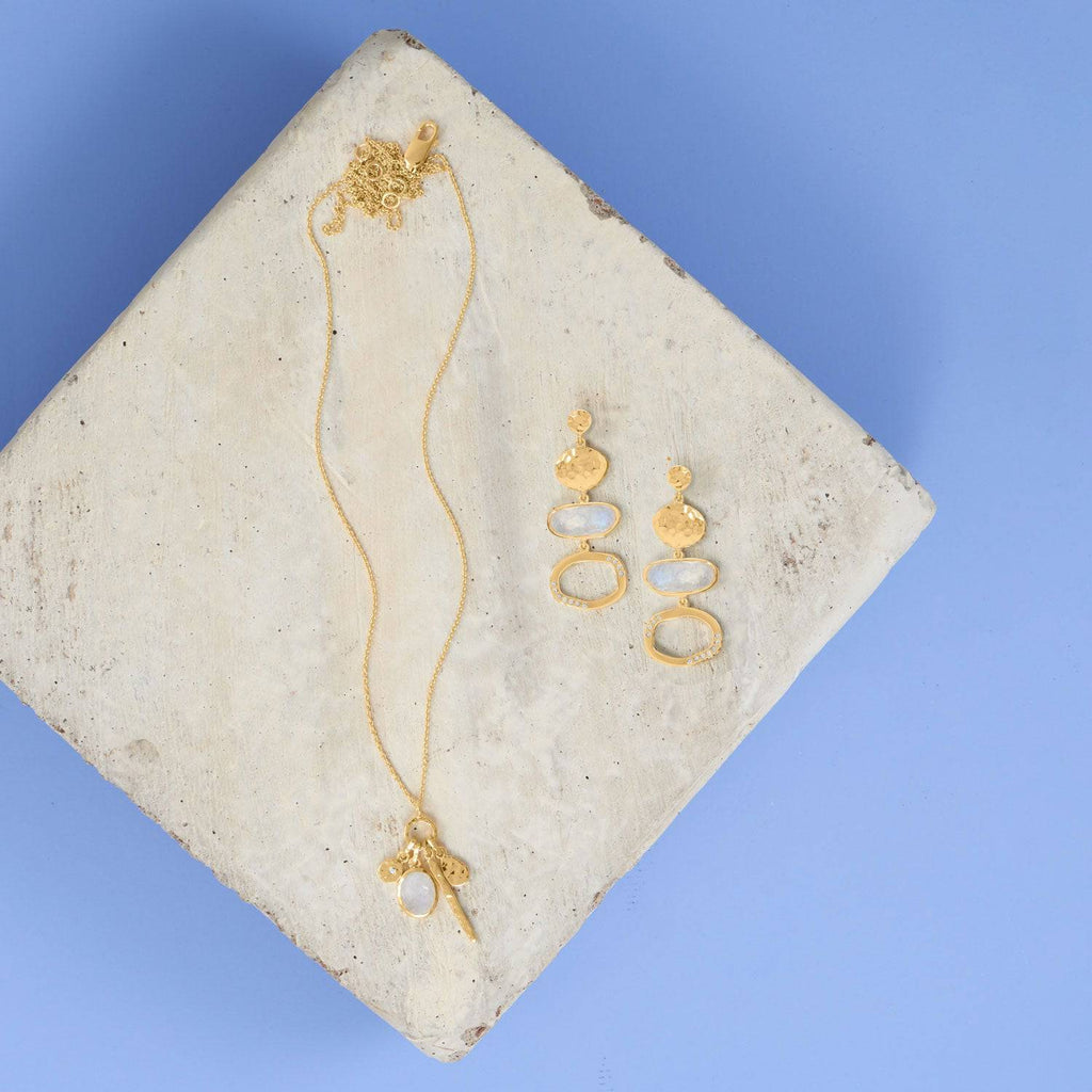 26" + 2" 14 Karat Gold Plated Charm Drop Necklace - Matador Diamond