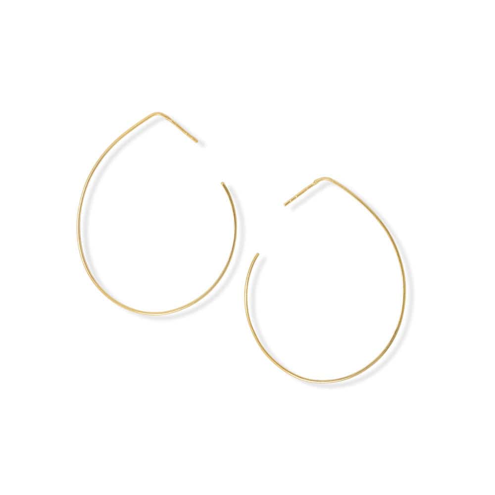 14 Karat Gold Plated Large Pear Outline Earrings