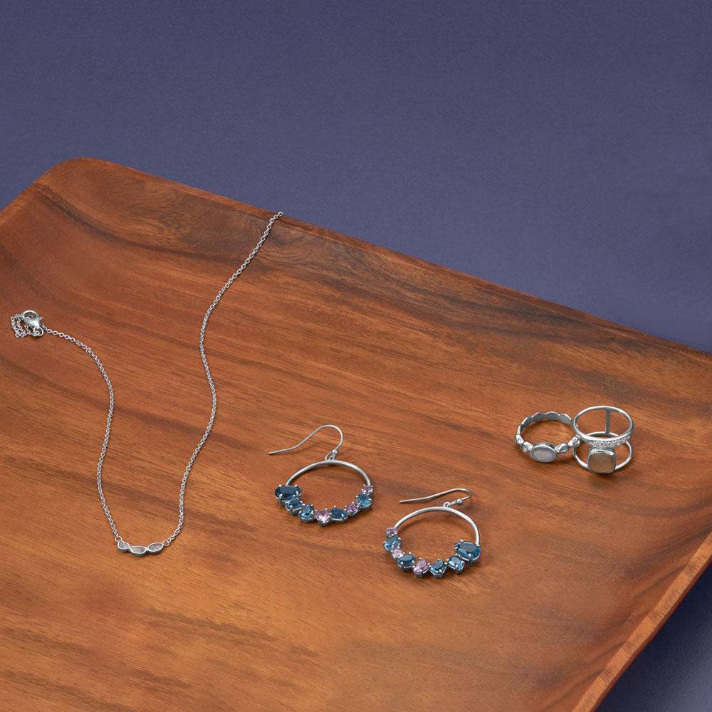 Rhodium Plated Grey Moonstone and CZ Ring - Matador Diamond