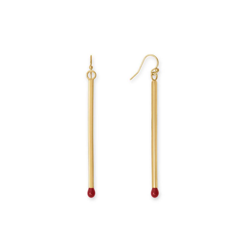 14 Karat Gold Plated Matchstick French Wire Earrings