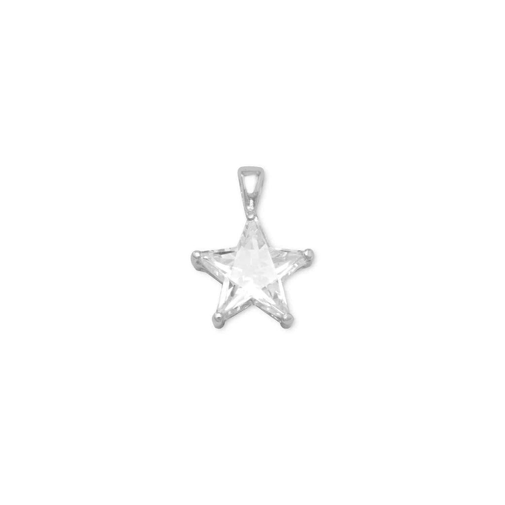 Rhodium Plated CZ Star Pendant