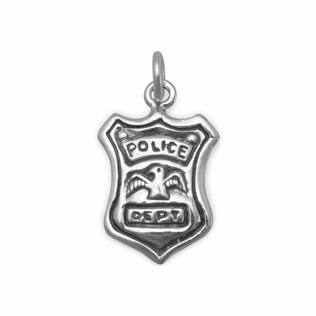 Oxidized Police Shield Charm