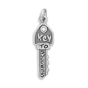 Oxidized 3D "Key To Success" Charm