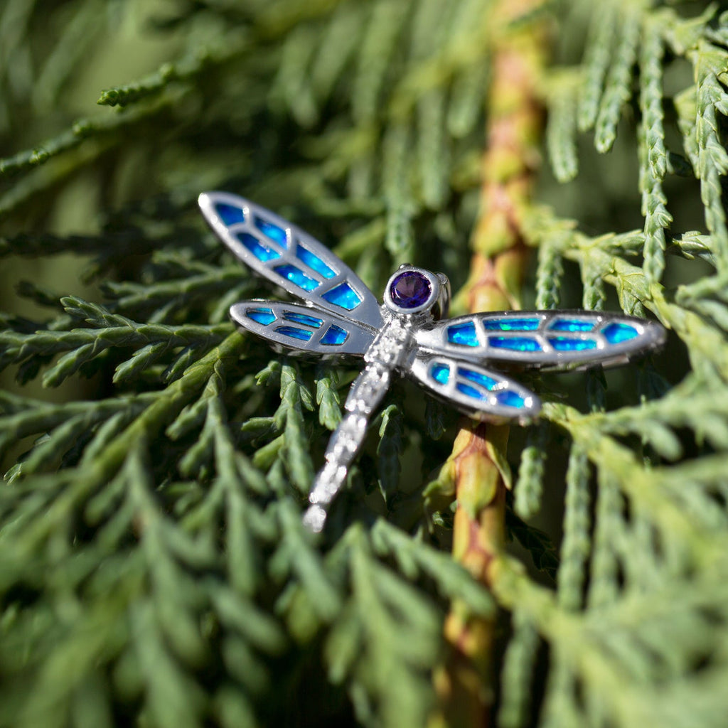 Synthetic Opal and CZ Dragonfly Slide - Matador Diamond