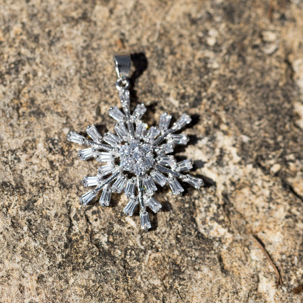Rhodium Plated CZ Snowflake Pendant - Matador Diamond