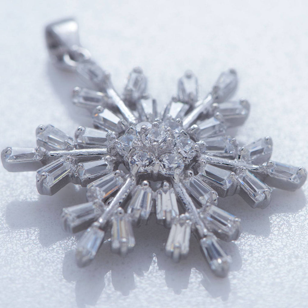 Rhodium Plated CZ Snowflake Pendant - Matador Diamond