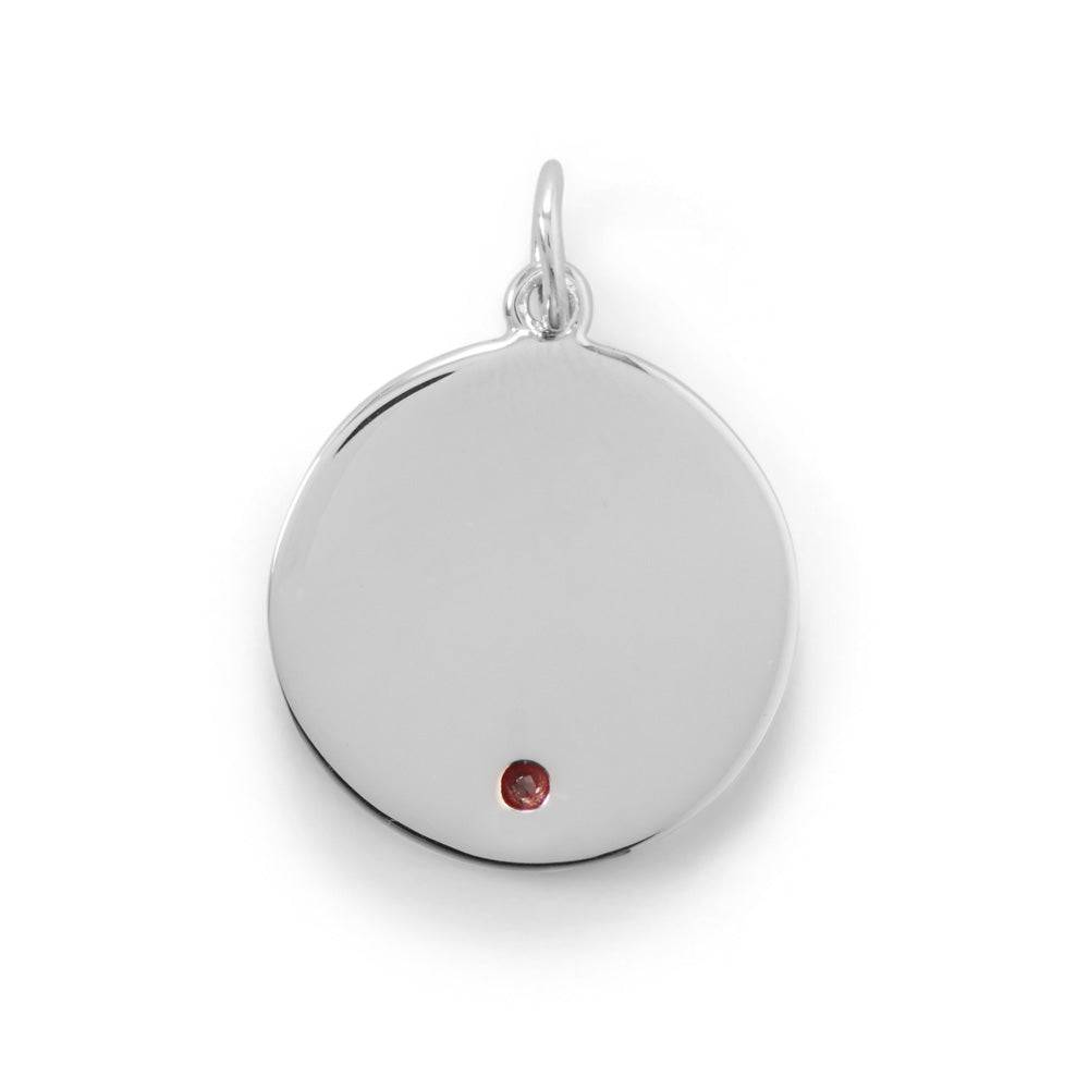 Engravable Rhodium Plated CZ Birthstone Pendant (January-December) - Matador Diamond