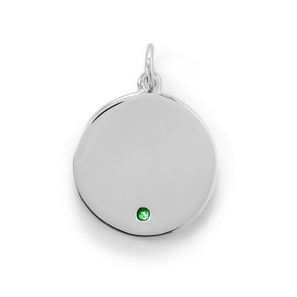 Engravable Rhodium Plated CZ Birthstone Pendant (January-December) - Matador Diamond