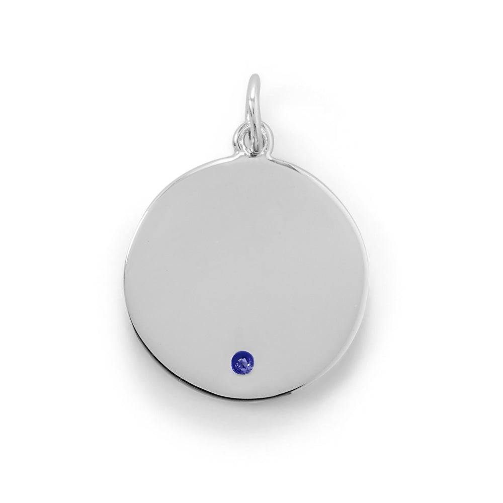 Engravable Rhodium Plated CZ Birthstone Pendant (January-December) - Matador Diamond