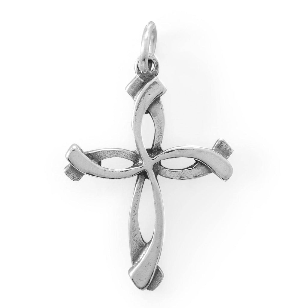 Oxidized Overlapping Cross Charm