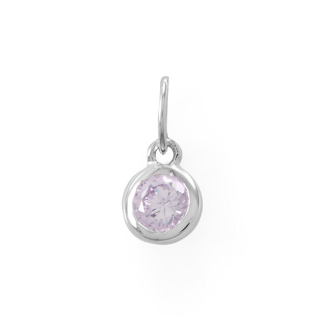 Rhodium Plated Round CZ Birthstones Charm (January-December) - Matador Diamond