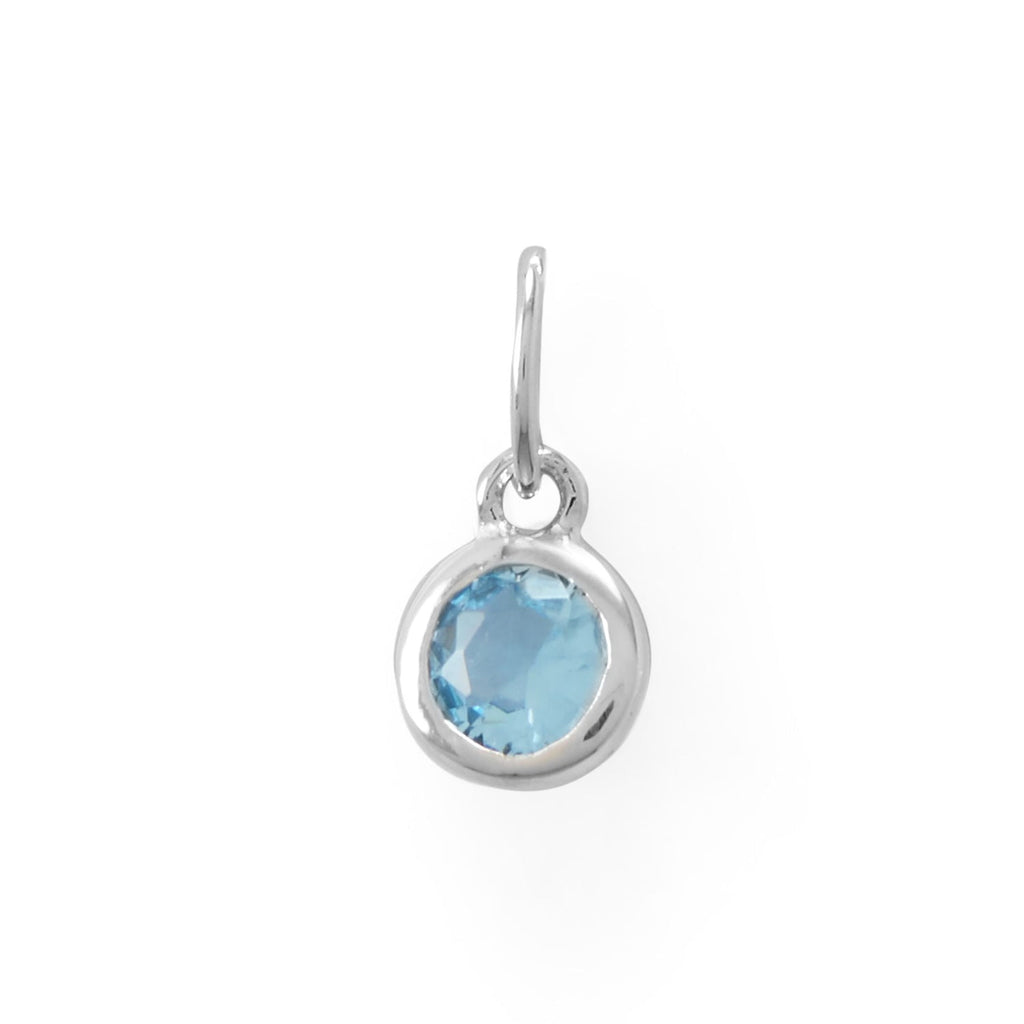 Rhodium Plated Round CZ Birthstones Charm (January-December) - Matador Diamond