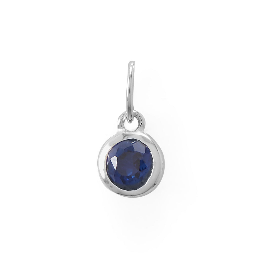 Rhodium Plated Round CZ Birthstones Charm (January-December) - Matador Diamond