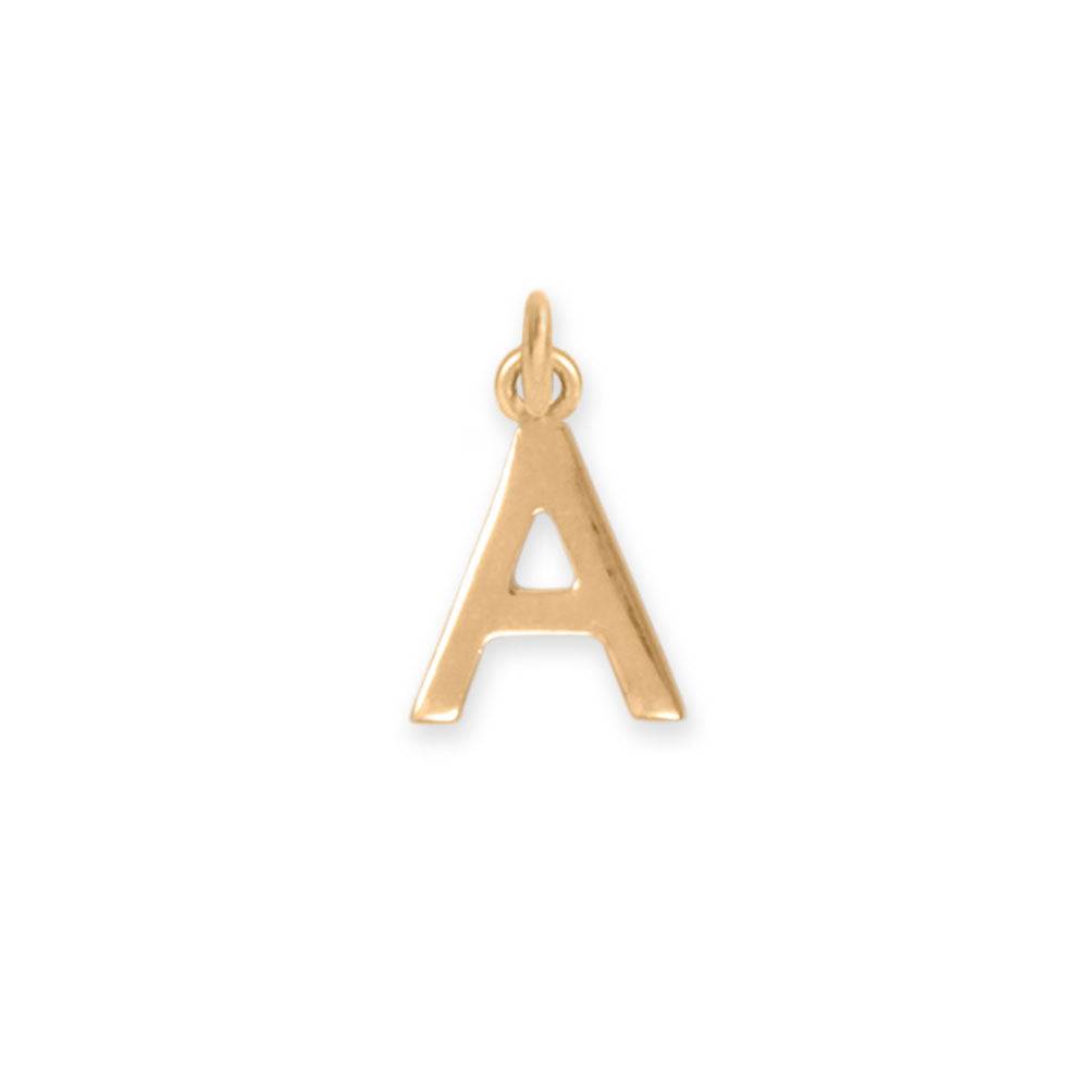 14 Karat Gold Plated Polished Letter Charm (A-Z) - Matador Diamond