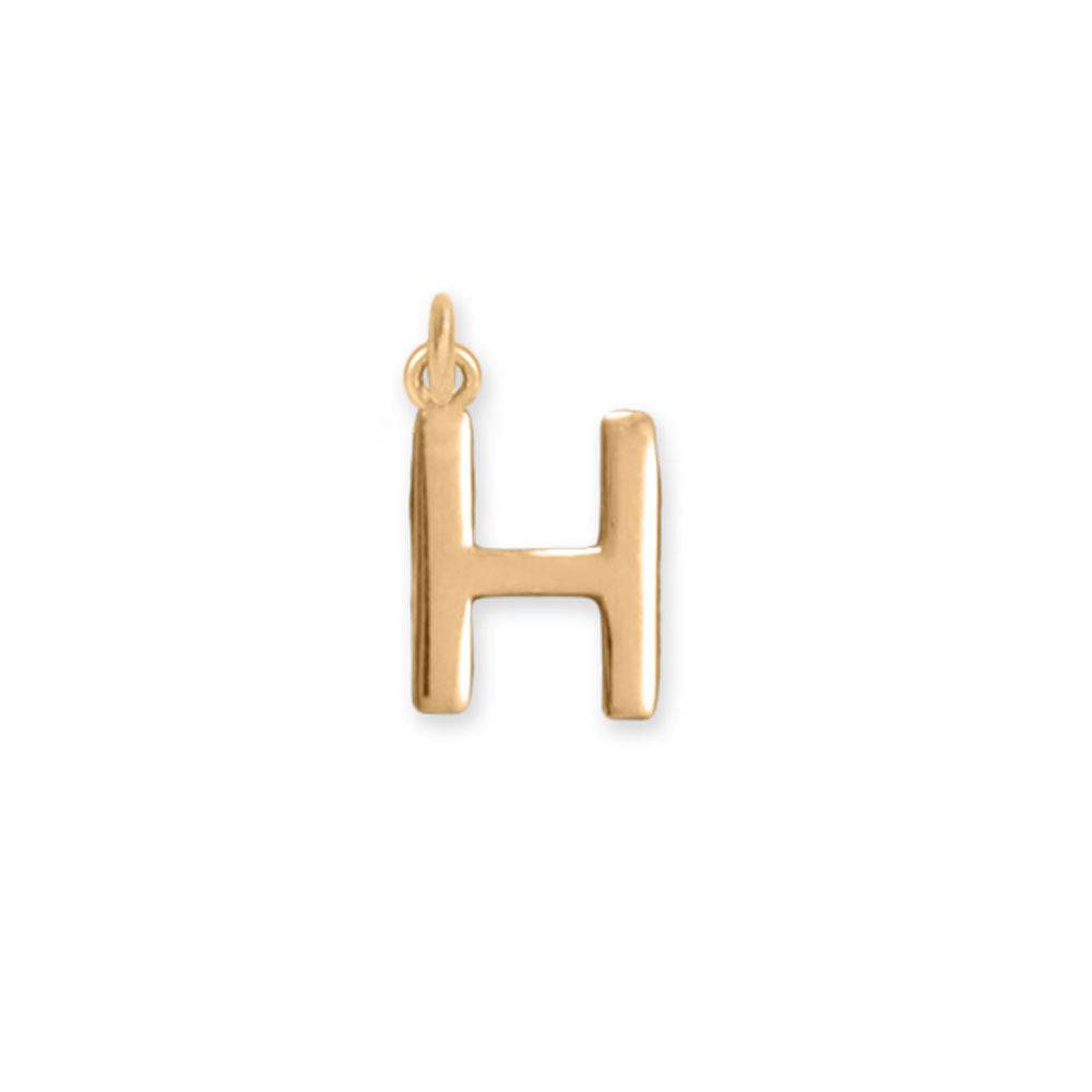 14 Karat Gold Plated Polished Letter Charm (A-Z) - Matador Diamond