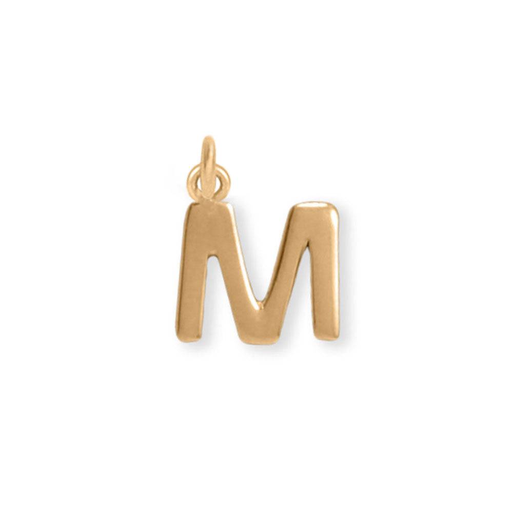 14 Karat Gold Plated Polished Letter Charm (A-Z) - Matador Diamond