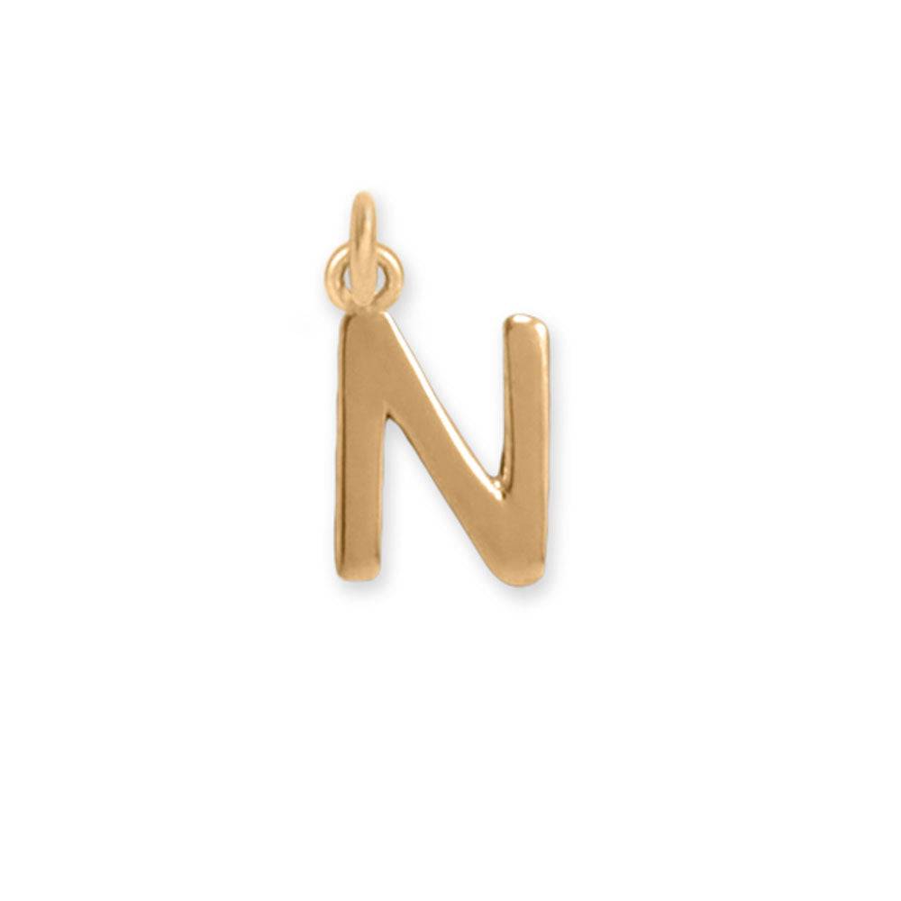 14 Karat Gold Plated Polished Letter Charm (A-Z) - Matador Diamond