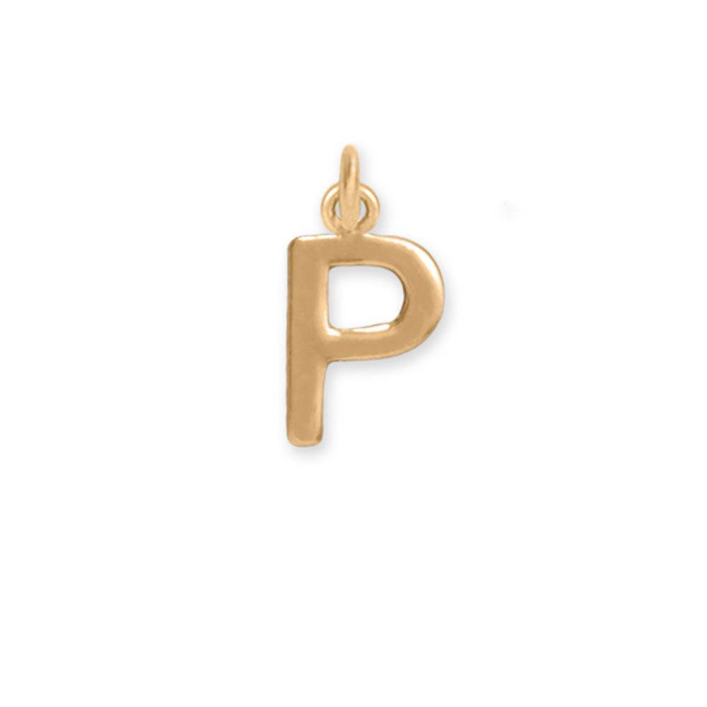 14 Karat Gold Plated Polished Letter Charm (A-Z) - Matador Diamond