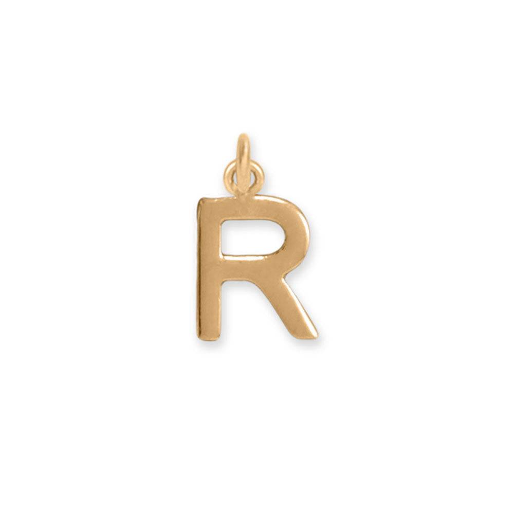 14 Karat Gold Plated Polished Letter Charm (A-Z) - Matador Diamond
