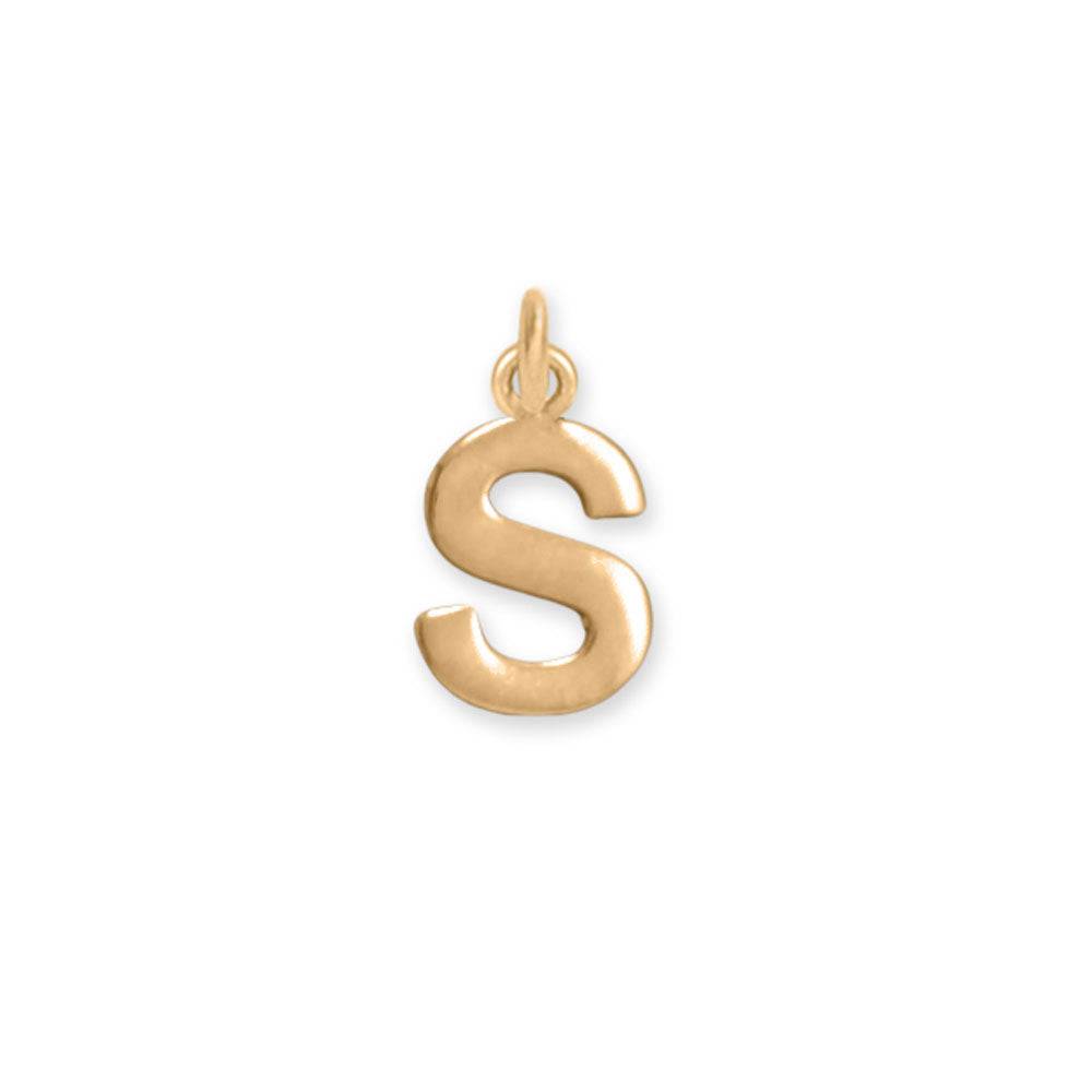 14 Karat Gold Plated Polished Letter Charm (A-Z) - Matador Diamond