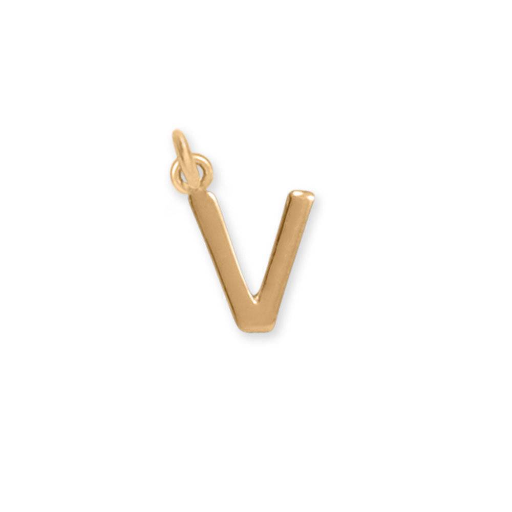 14 Karat Gold Plated Polished Letter Charm (A-Z) - Matador Diamond