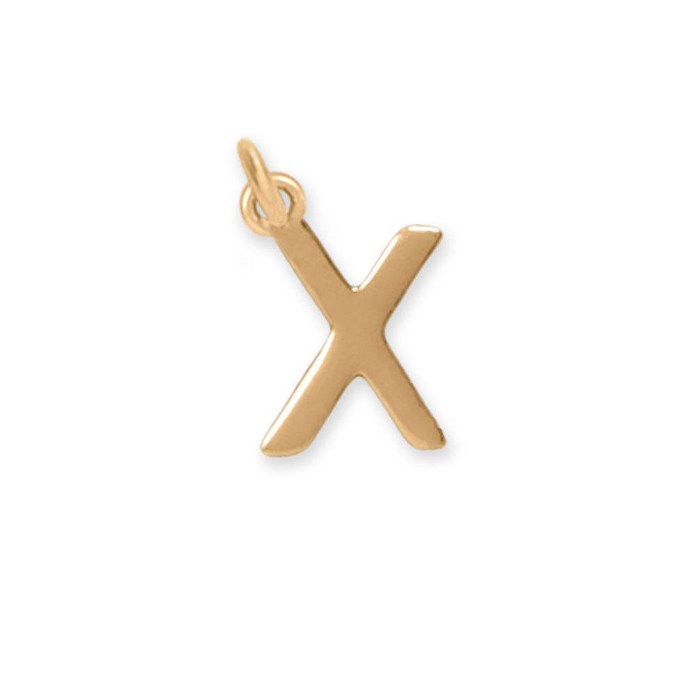 14 Karat Gold Plated Polished Letter Charm (A-Z) - Matador Diamond