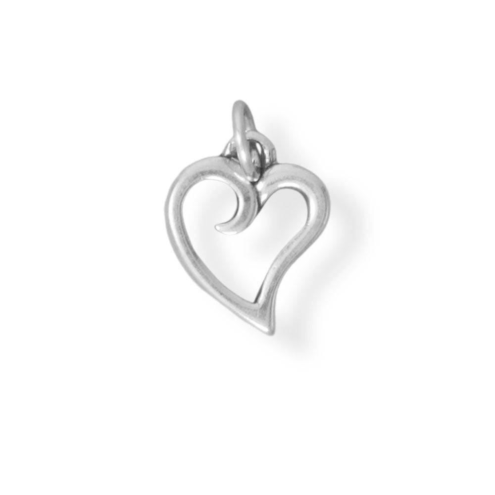 Oxidized Stylized Heart Outline Charm