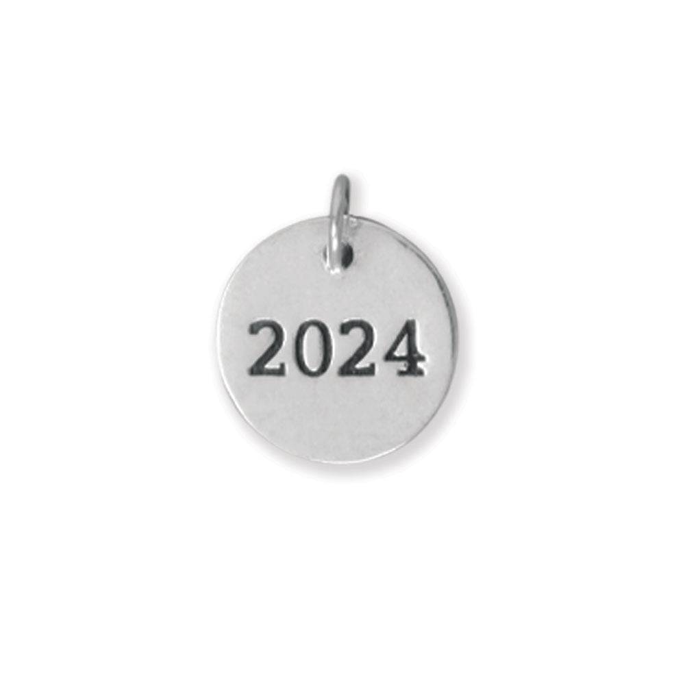 Oxidized "2024" Round Charm