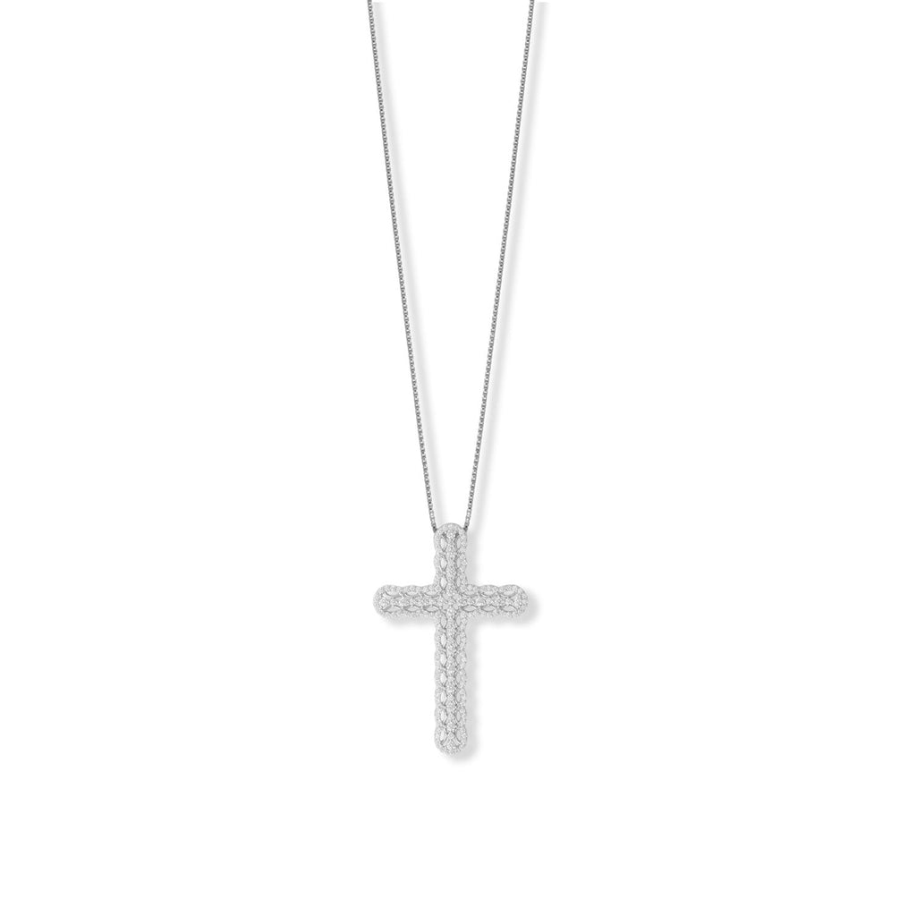 Rhodium Plated Ornate CZ Cross Slide - Matador Diamond