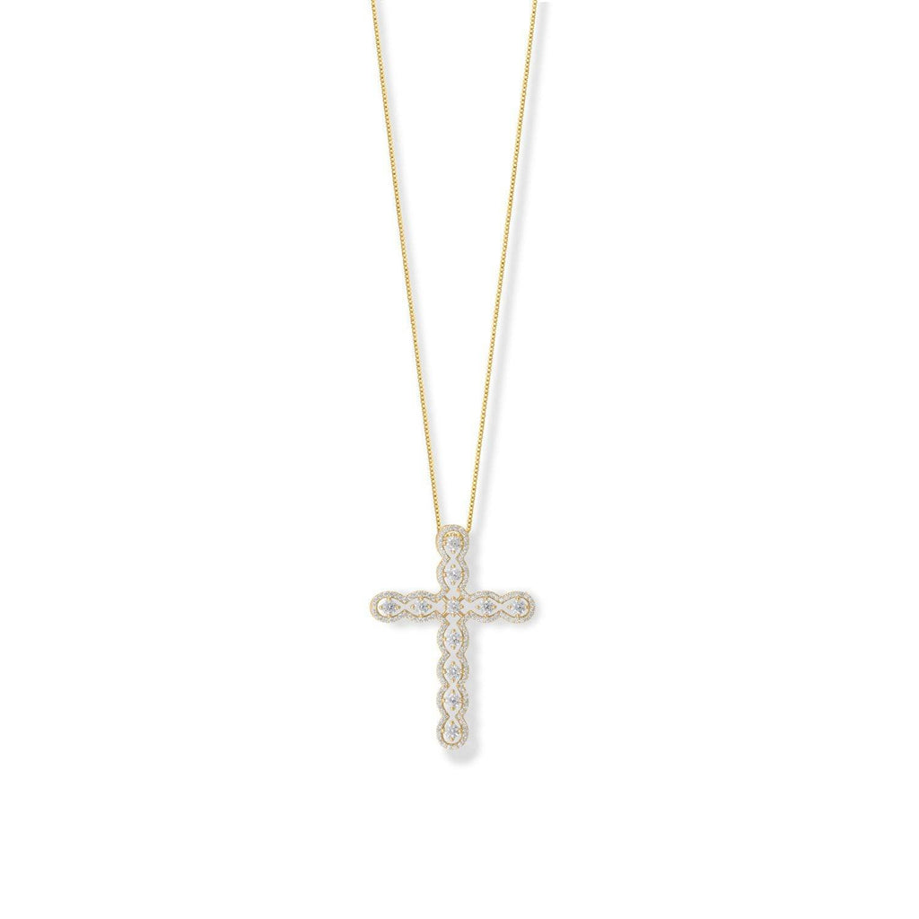 14 Karat Gold Plated Floating CZ Cross Slide - Matador Diamond