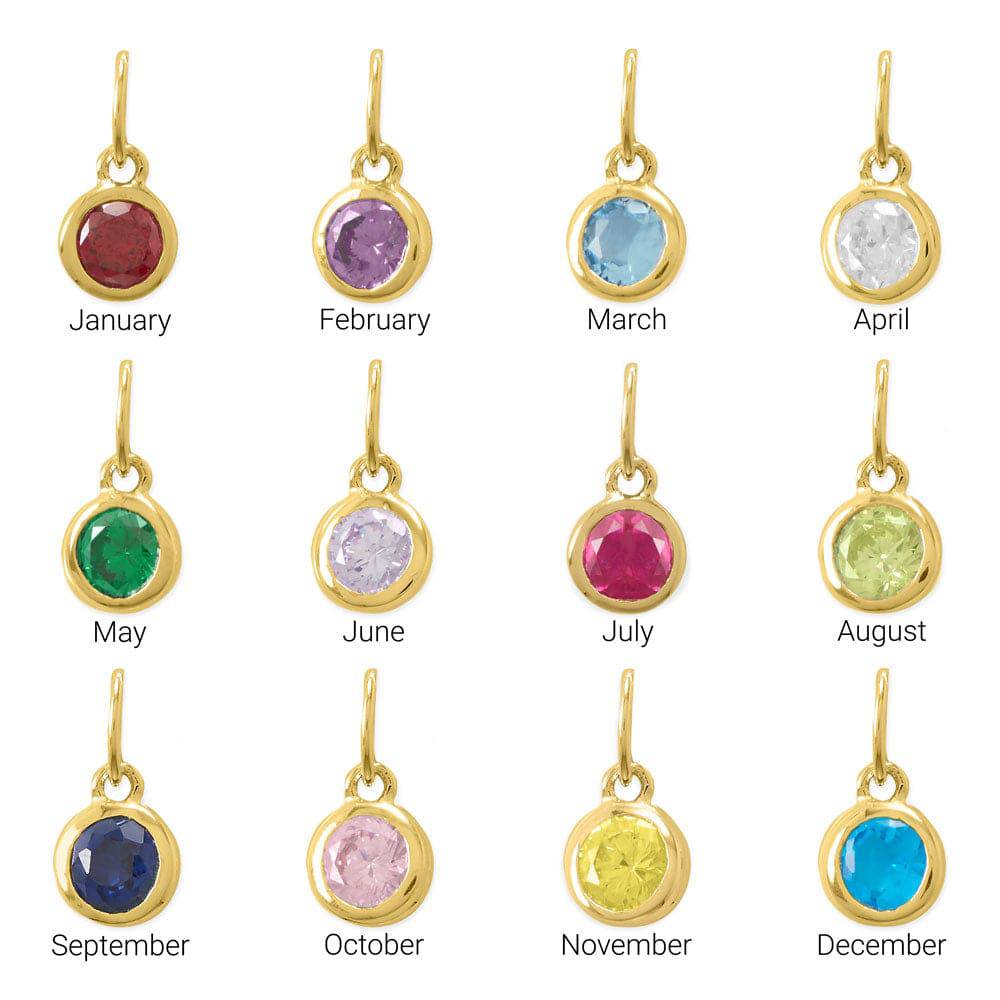 14 Karat Gold Plated Round CZ Birthstone Charms (January-December) - Matador Diamond