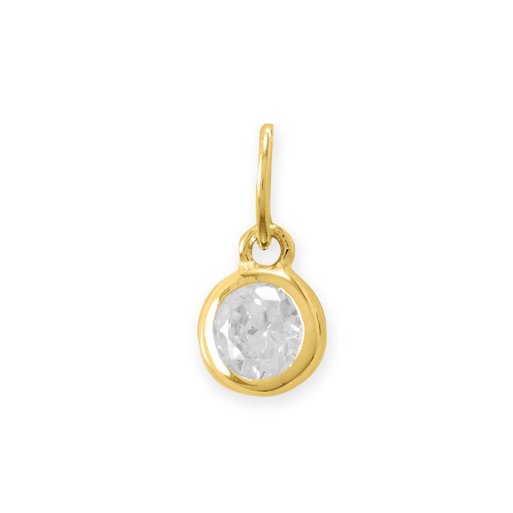 14 Karat Gold Plated Round CZ Birthstone Charms (January-December) - Matador Diamond