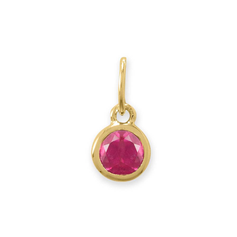 14 Karat Gold Plated Round CZ Birthstone Charms (January-December) - Matador Diamond