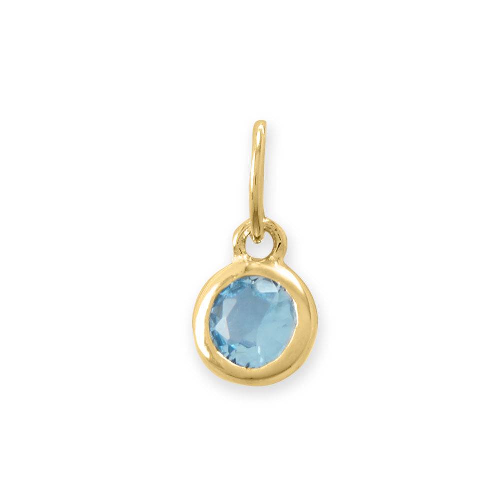 14 Karat Gold Plated Round CZ Birthstone Charms (January-December) - Matador Diamond