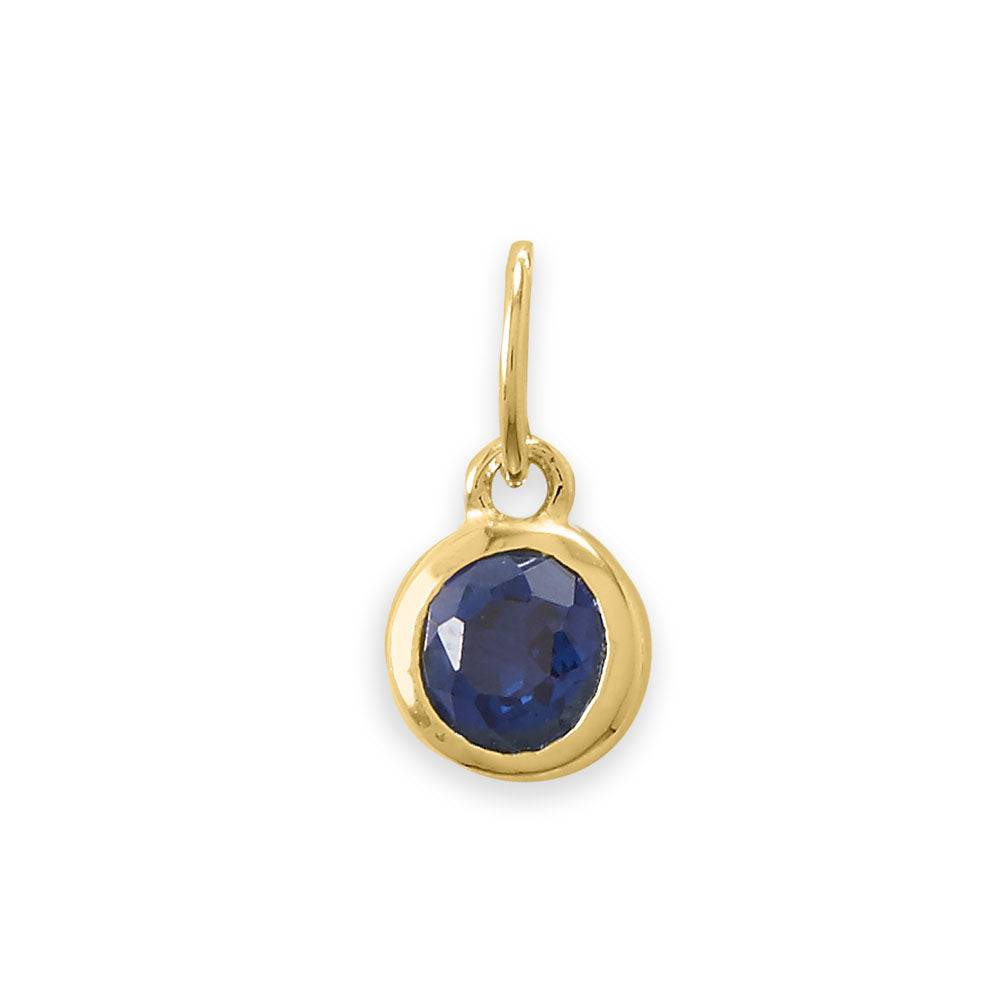 14 Karat Gold Plated Round CZ Birthstone Charms (January-December) - Matador Diamond