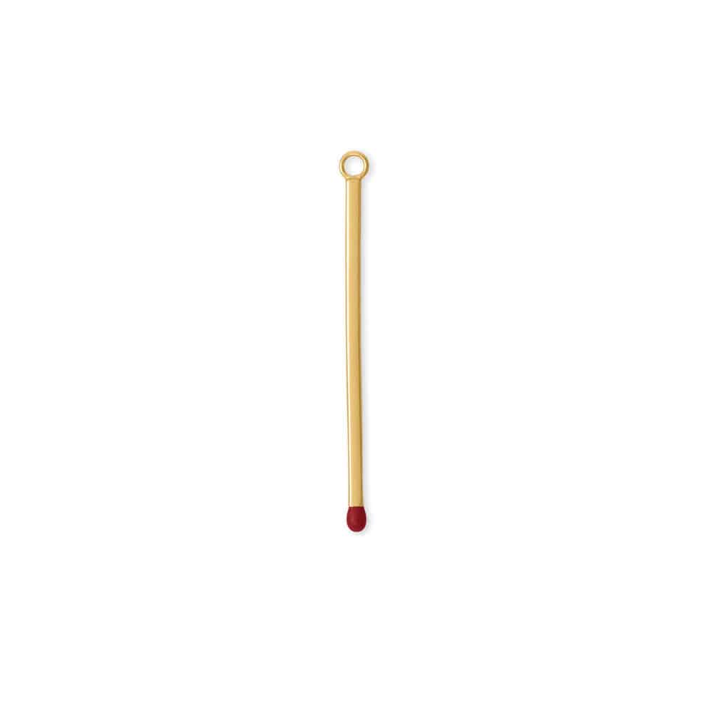 14 Karat Gold Plated Red Epoxy Matchstick Pendant