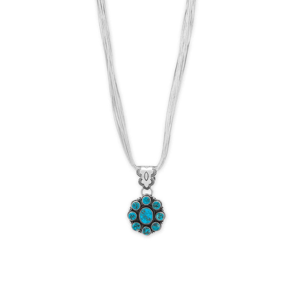 Handmade Oxidized Turquoise Flower Design Pendant - Matador Diamond