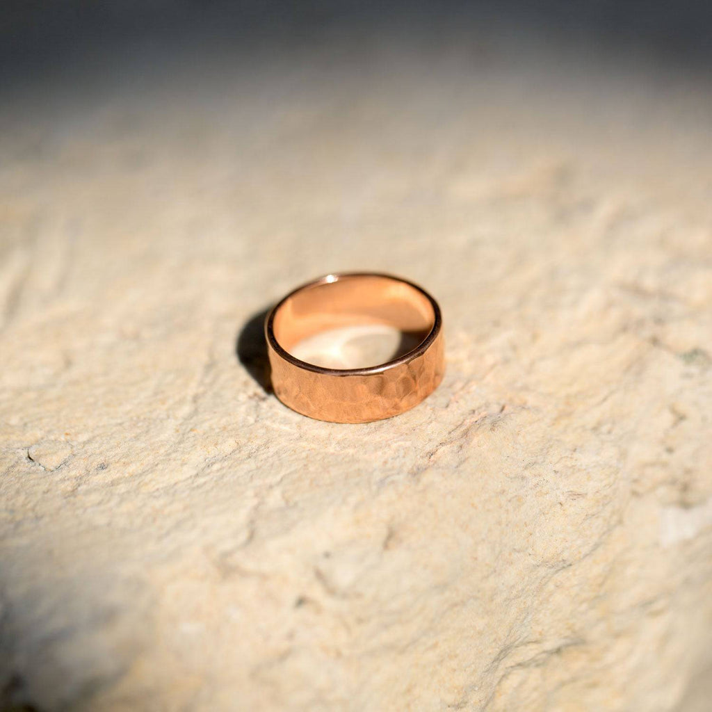 8mm Solid Copper Hammered Ring - Matador Diamond