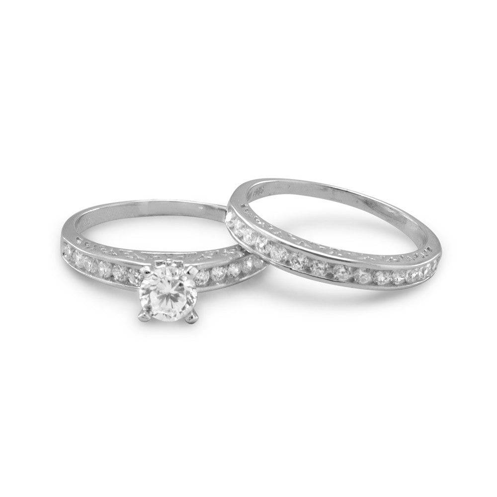 Rhodium Plated Wedding Band Set - Matador Diamond