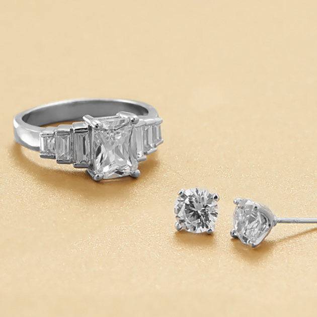 Rhodium Plated 6mm CZ Stud Earrings - Matador Diamond