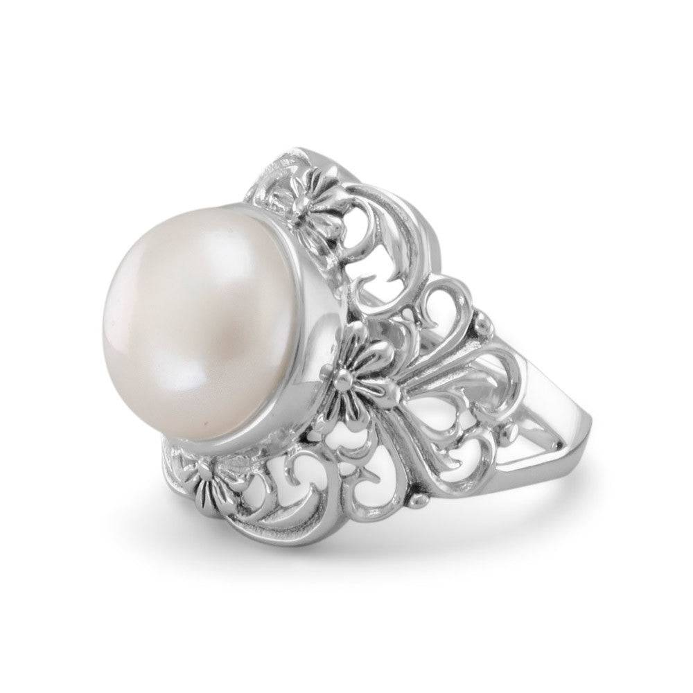 Ornate Cultured Freshwater Pearl Ring - Matador Diamond
