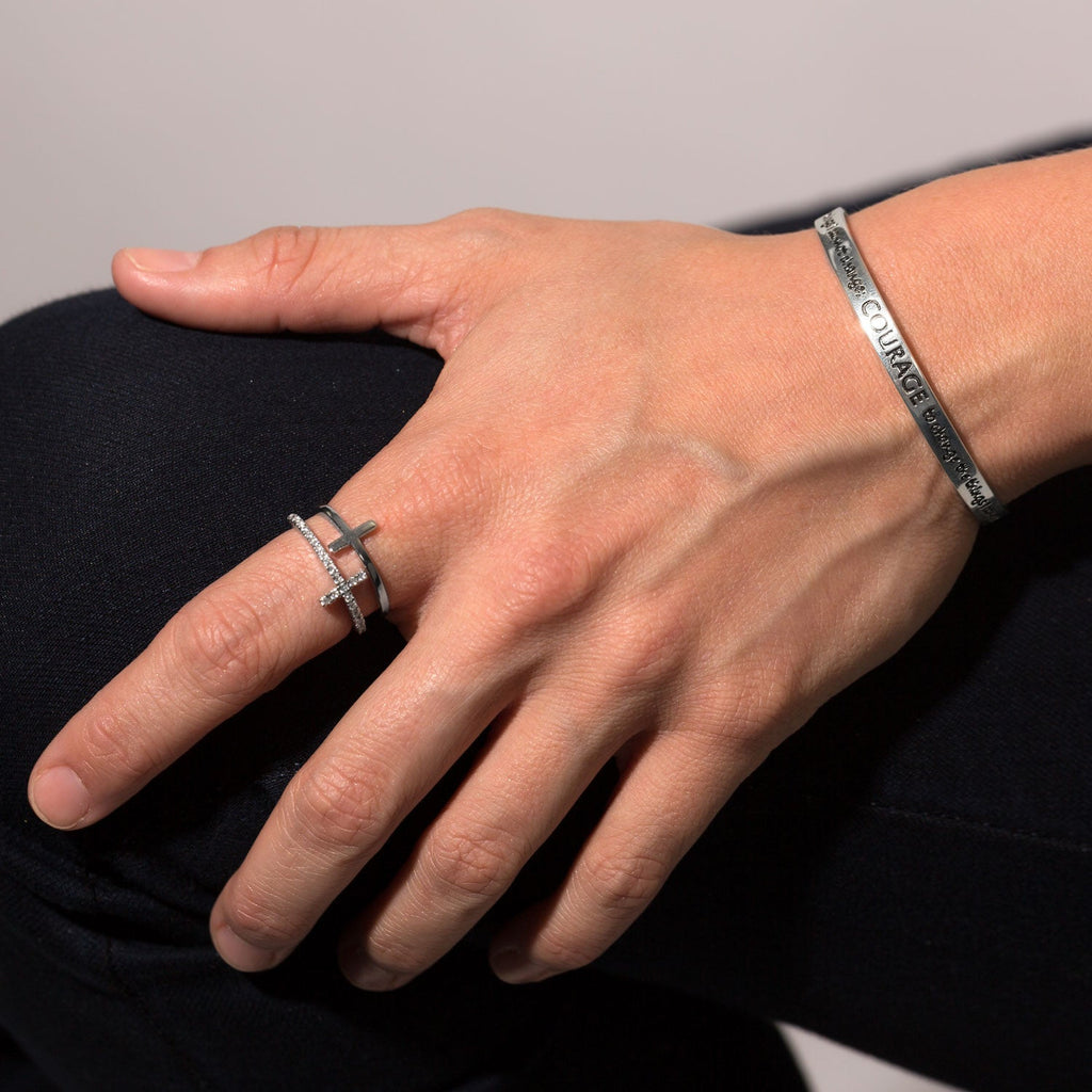 Oxidized Serenity Prayer Cuff - Matador Diamond