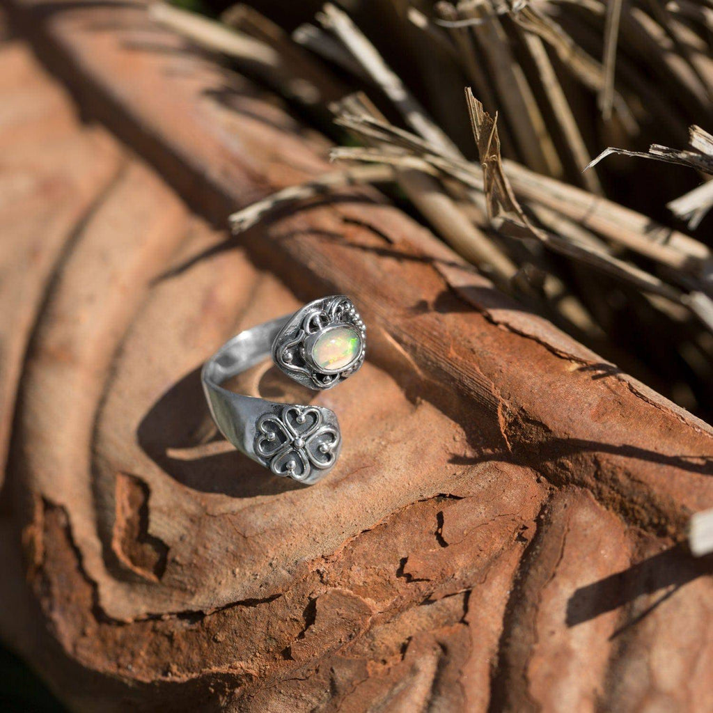 Oxidized Ethiopian Opal Wrap Ring - Matador Diamond