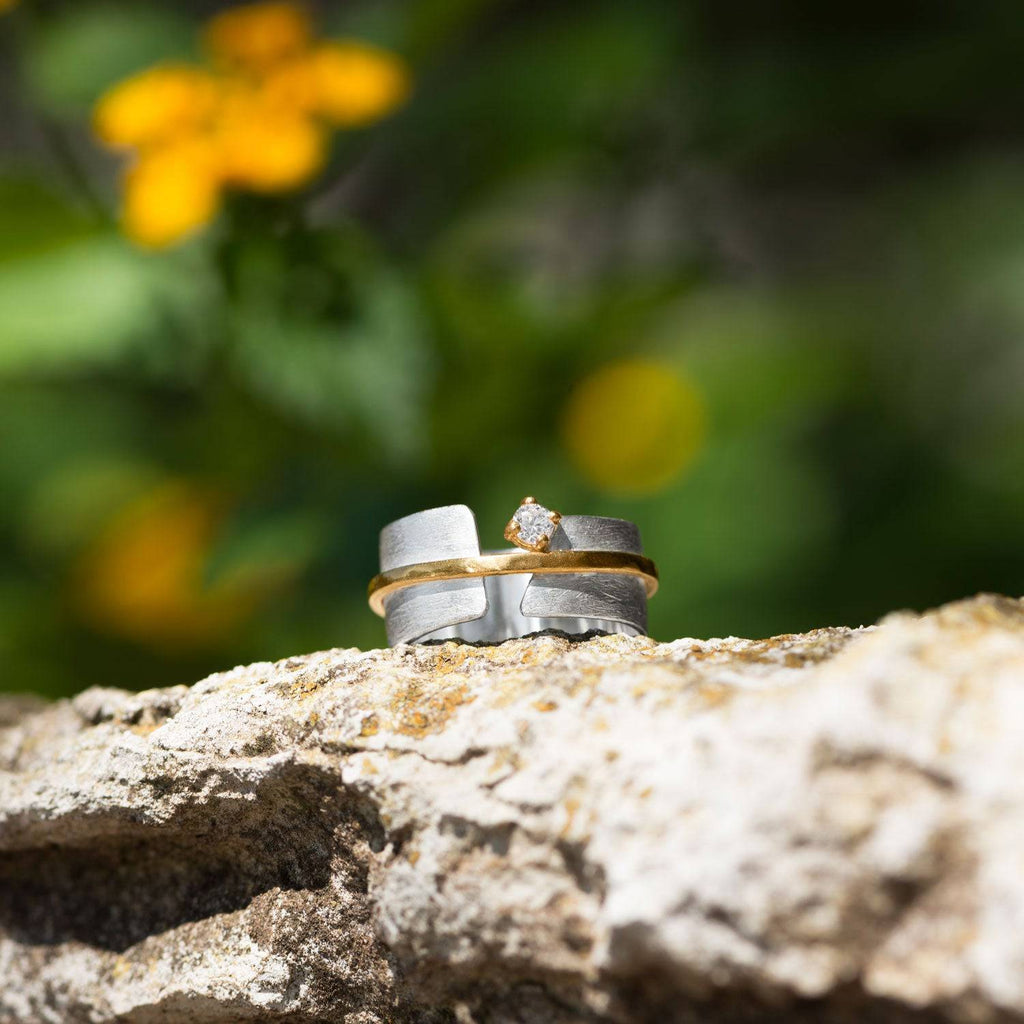 Two Tone Art Deco CZ Ring - Matador Diamond