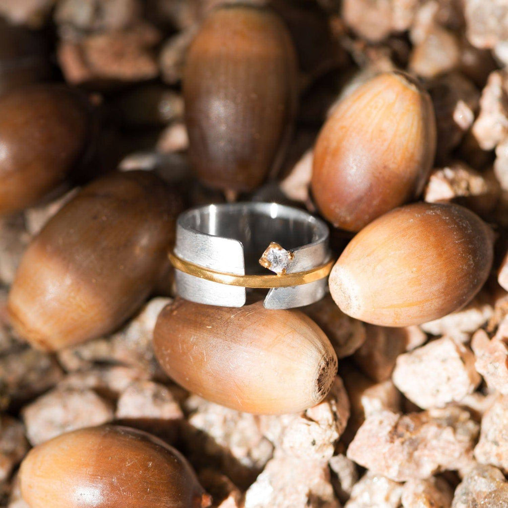 Two Tone Art Deco CZ Ring - Matador Diamond