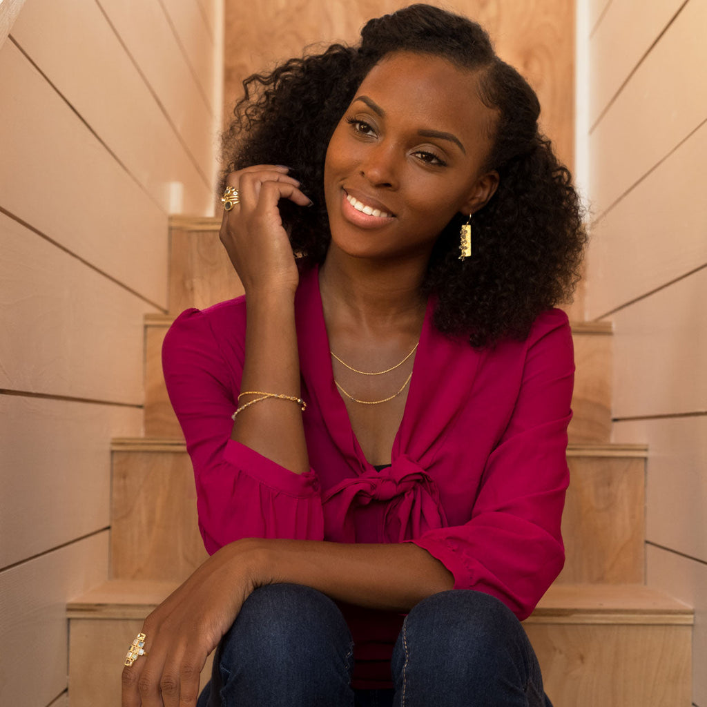 14 Karat Gold Plated Polki Diamond and Labradorite Multi-row Stacked Ring - Matador Diamond